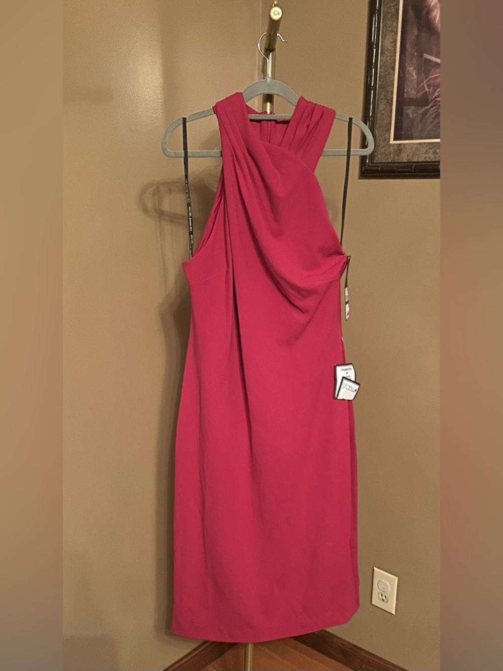 RACHEL Rachel Roy One-Shoulder Draped Dress in Sangria color